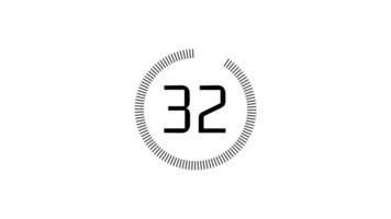35 segundo segundo contagem regressiva cronômetro com circular animação em branco fundo. contagem regressiva cronômetro a partir de 35 segundo para 0 0 segundo com moderno tecnologia estilo video