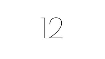 Modern countdown timer from 15 second to 0 second with black minimalist number on white number. 15 second clean countdown timer with minimalist style video