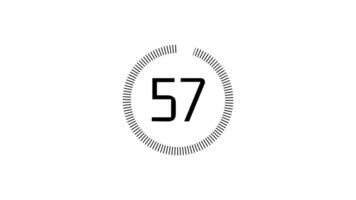 60. segundo segundo contagem regressiva cronômetro com circular animação em branco fundo. contagem regressiva cronômetro a partir de 60. segundo para 0 0 segundo com moderno tecnologia estilo video