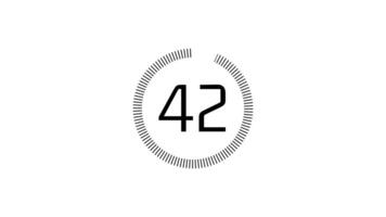 45 second second countdown timer with circular animation on white background. Countdown timer from 45 second to 0 second with modern technology style video