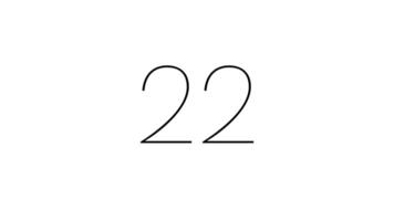 Modern countdown timer from 25 second to 0 second with black minimalist number on white number. 25 second clean countdown timer with minimalist style video