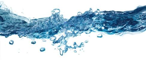 The graceful wave of water splashing with vibrant blue droplets photo