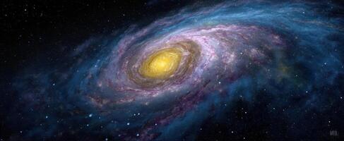 The beautiful spiral galaxy glowing in the vastness of the universe. photo