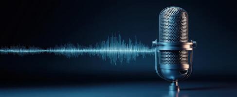 The microphone capturing soundwaves in a dynamic audio environment. photo