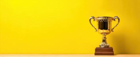 The stunning golden trophy symbolizing achievement and success on a bright background. photo
