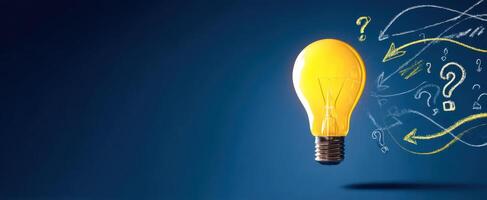 The Bright Lightbulb Representing Ideas and Creative Solutions Emerging from Questions photo