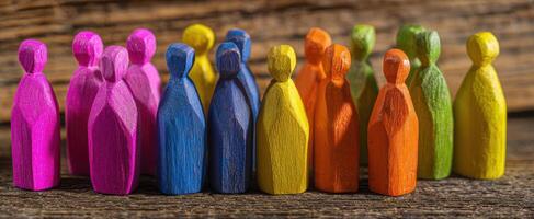 The colorful figures representing unity and diversity in a close-knit community. photo
