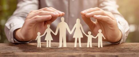 The paper family symbolizing protection and unity in a nurturing environment photo