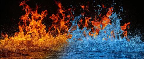 The striking contrast of fire and water in dynamic harmony photo