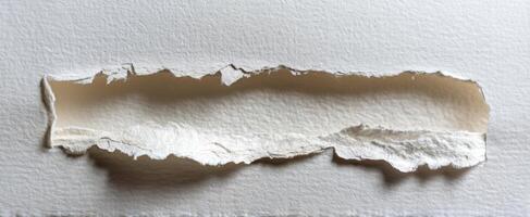 The torn paper revealing a soft texture underneath in an artistic composition. photo