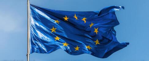 The european union flag is blowing in the wind photo
