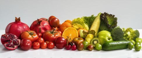 The vibrant assortment of fresh fruits and vegetables on display. photo