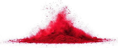 The vibrant red powder creating an artistic dynamic and colorful abstract background. photo