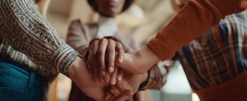 The Hands of Unity Coming Together in Supportive Collaboration photo