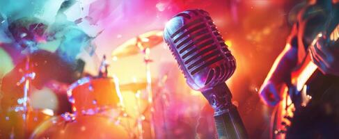 The Vintage Microphone Captivating Audiences at a Colorful Live Concert photo