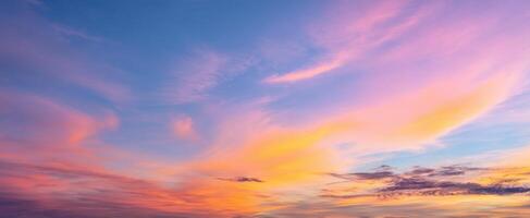 The stunning sunset painting the sky with vibrant hues of orange and pink. photo