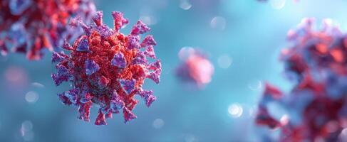 The detailed microscopic view of the COVID-19 virus structure and its environment. photo