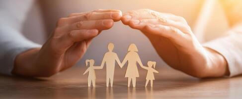The Hands Offering Protection to a Paper Family Representation photo