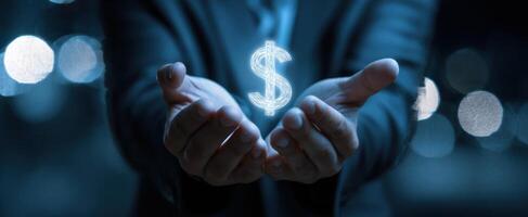 The Hands Offering a Glowing Symbol of Abundance and Prosperity photo