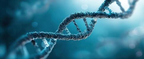 The intricate structure of a DNA helix in a vibrant blue environment photo