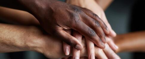 The Hands of Unity Symbolizing Diversity and Togetherness in Community photo