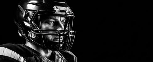 The Intense Portrait of a Football Player Ready for Action photo