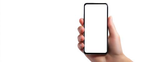 The smartphone held in hand ready for customization and digital interaction photo