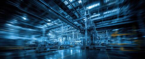 The industrial factory interior showcasing advanced machinery and automation technology. photo