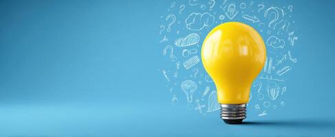 The Bright Yellow Lightbulb Representing Creative Ideas and Innovation photo