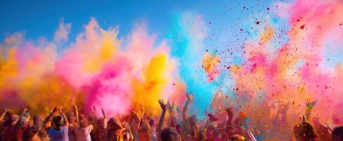 The vibrant explosion of colors during a joyful festival celebration. photo