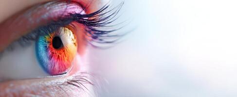 The Colorful Closeup of a Stunning Eye with Vivid Iris Patterns photo