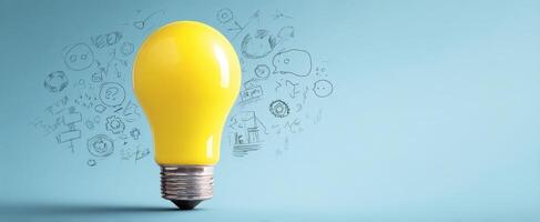 The bright yellow lightbulb illuminating innovative ideas and creative thoughts. photo