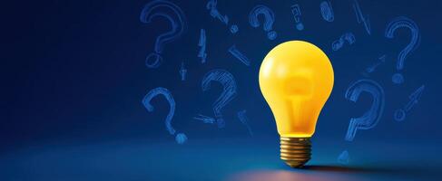 The illuminated light bulb symbolizing creativity and inquiry in a modern design. photo