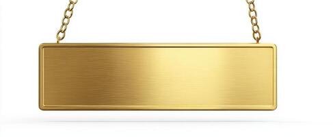The elegant golden sign hanging from a chain for custom branding display photo