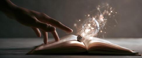 The Magical Book Emanating Light and Inspiration from Its Pages photo