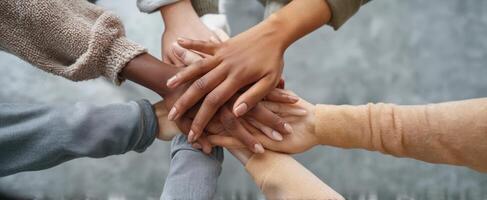 The Unity of Diverse Hands Coming Together in Collaboration photo