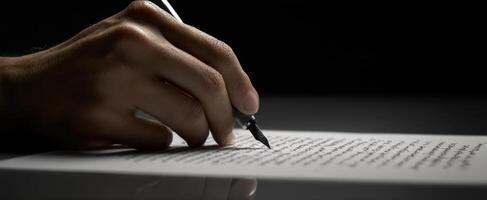 The Hand Writing Elegantly on a White Sheet of Paper photo