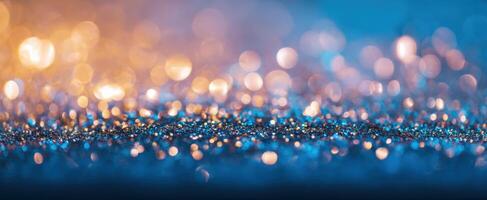 The mesmerizing sparkle of glittering lights in a colorful blurred background. photo