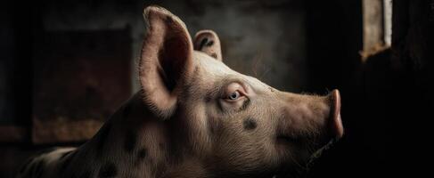 The Portrait of a Curious Pig in Soft Natural Light photo