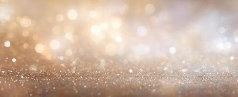 The Golden Glittering Background with Soft Bokeh Effect for Celebrations photo