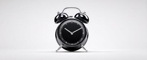 The classic black alarm clock on a clean minimalist background photo