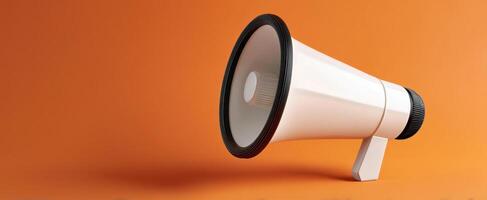 The Modern Megaphone on a Vibrant Orange Background for Effective Communication photo