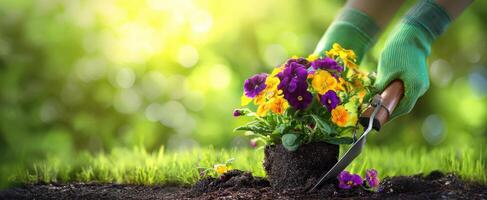 The Vibrant Flower Planting in a Lush Garden Setting photo