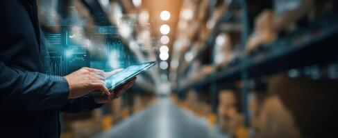 The Modern Warehouse Management with Innovative Digital Technology and Data Analysis photo