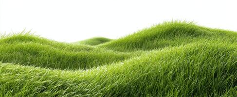 The gentle undulations of vibrant green grass in a serene landscape scene. photo