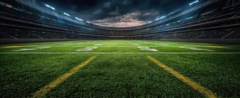 The empty football stadium under dramatic skies ready for the big game photo