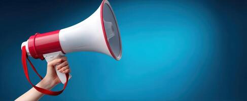 The megaphone held high for powerful public announcements and engagement. photo