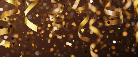 The sparkling ribbons and confetti creating a festive celebration atmosphere photo