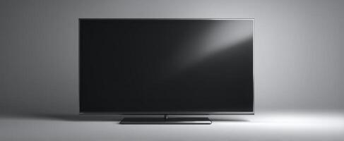 The sleek television on a minimalist background for modern living spaces. photo