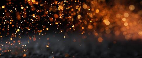 The mesmerizing glow of shimmering particles in a dark background. photo